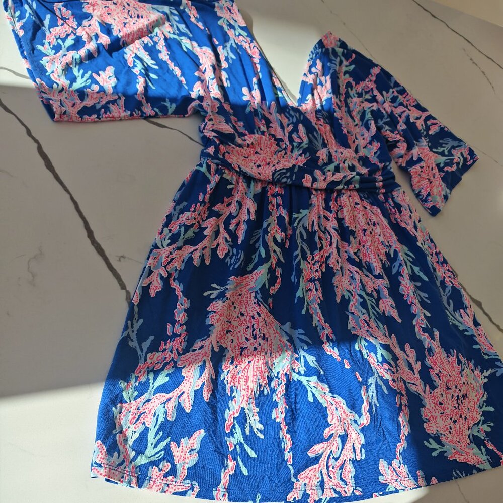 Lilly Pulitzer Coral Reef Print Skort Romper Dress Blue Pink Size S Built-In Sho - Picture 4 of 11